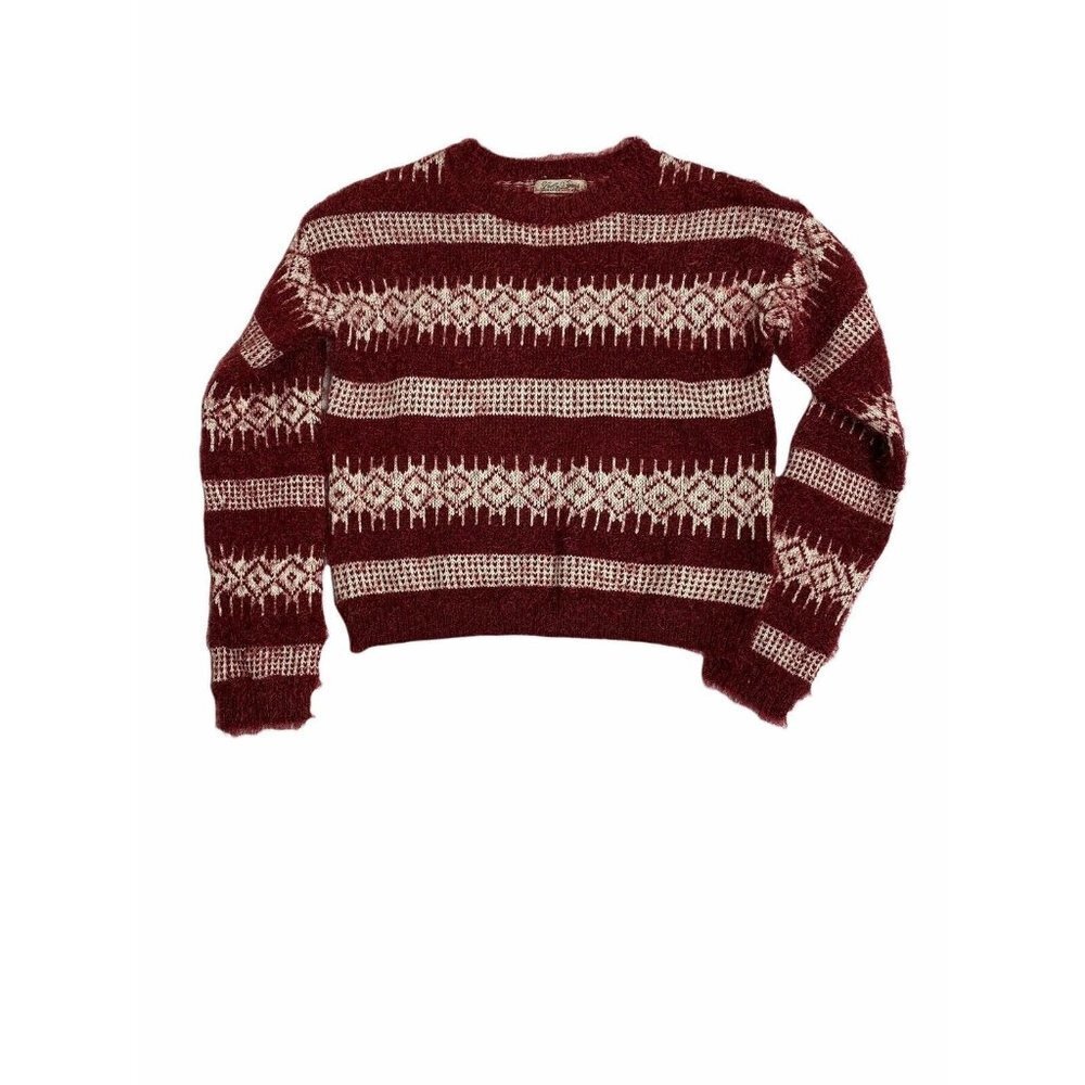 Lucky Brand Girls Long Sleeve Striped Knit Crew Neck Pullover Sweater Sz L